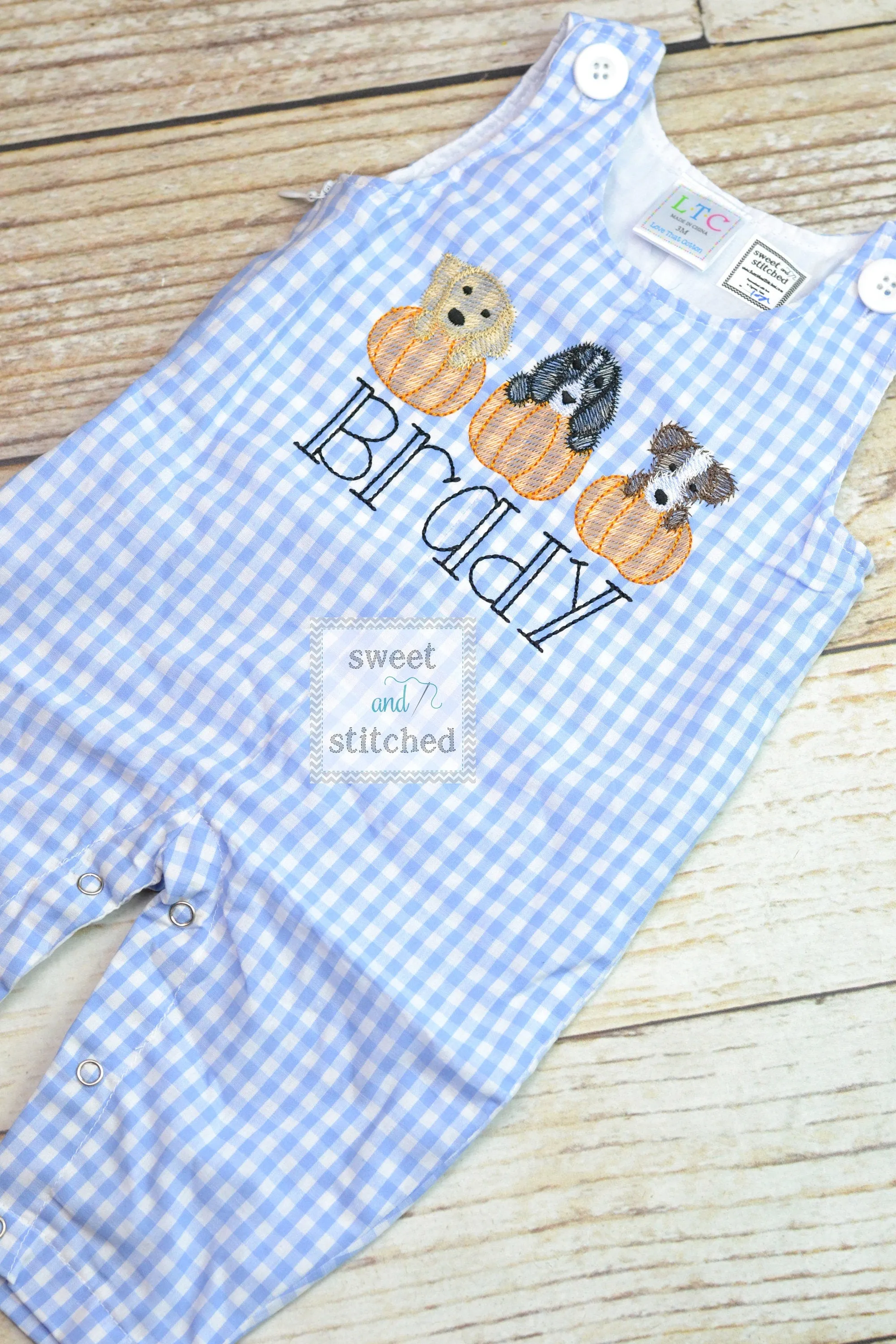 Personalized Boys Pumpkin outfit with pumpkin dogs design and name - Baby Boy fall, halloween, thanksgiving Outfit, thanksgiving overalls