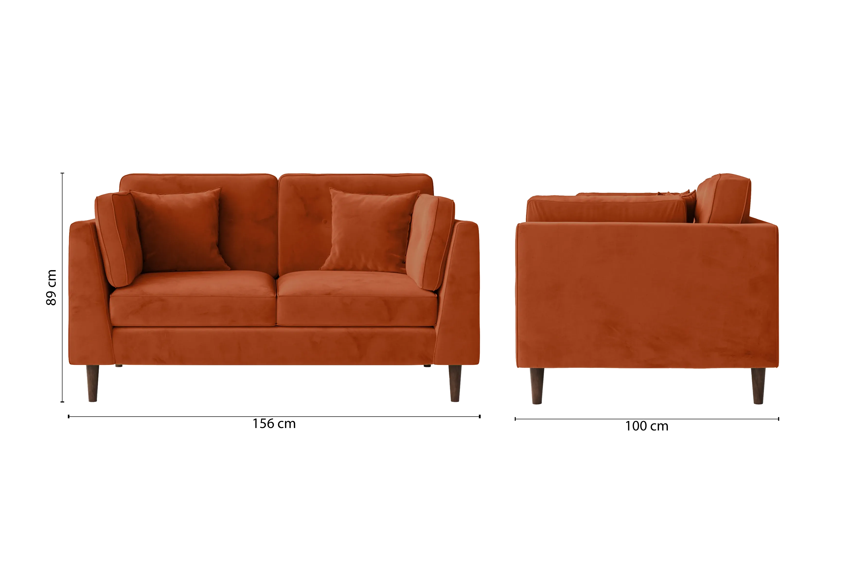 Ragusa 2 Seater Sofa Orange Velvet