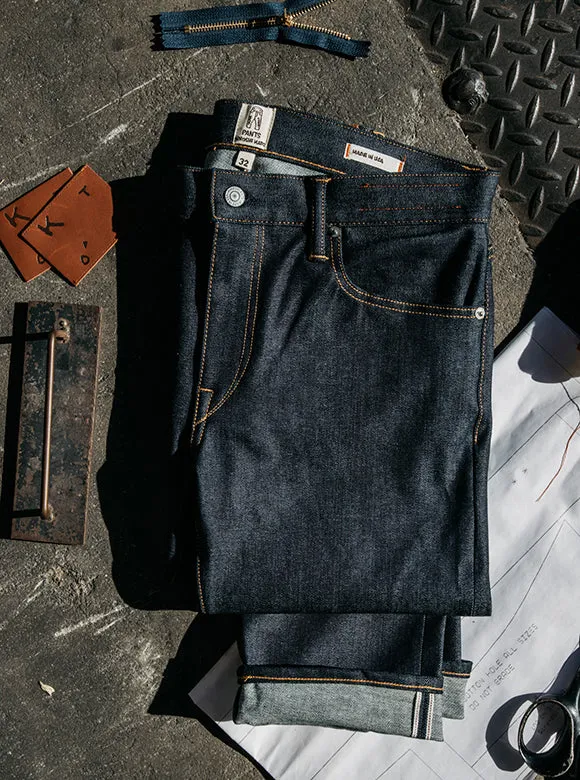 Slim Tapered 10.5oz Selvedge Scissors in Indigo Raw - Premium Quality