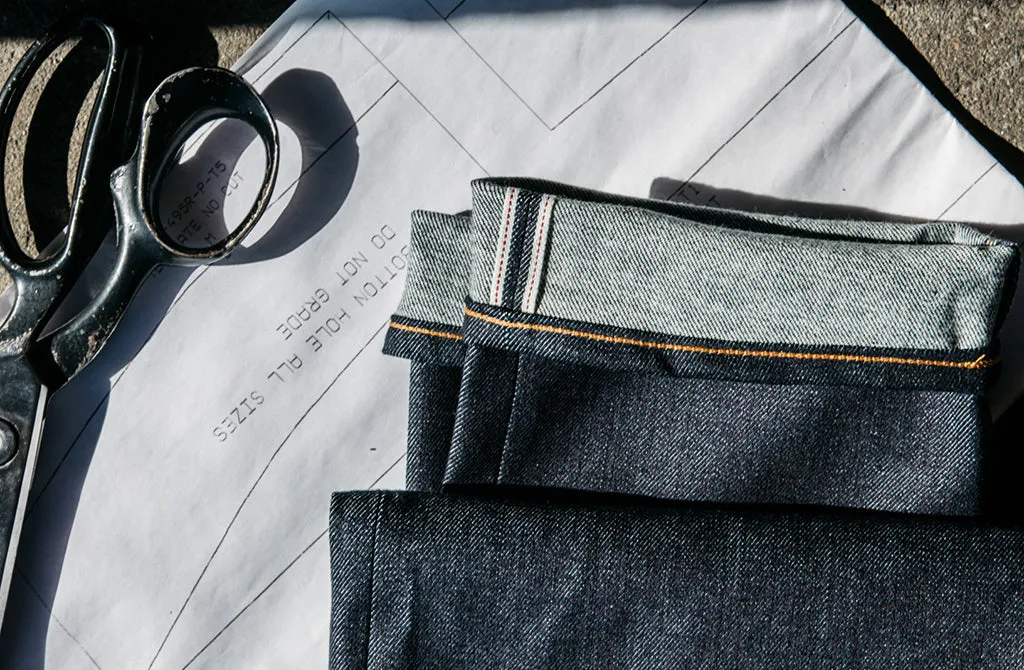 Slim Tapered 10.5oz Selvedge Scissors in Indigo Raw - Premium Quality