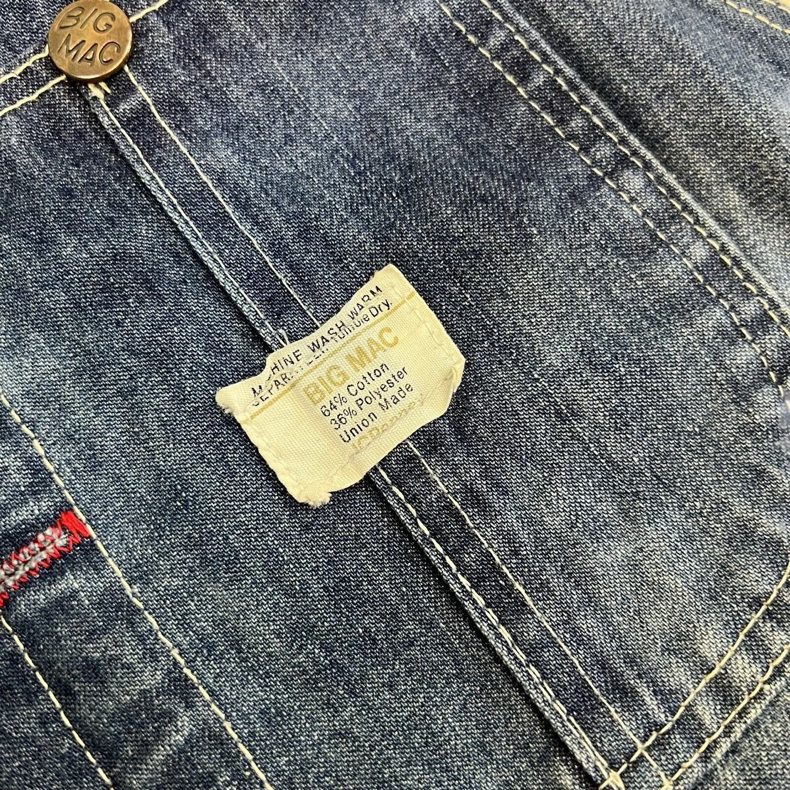VTG 1960s USA JC PENNEY BIG MAC DUNGAREES WITH KILLER WATER FADING S 30”W 32”L